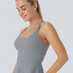 Grey stretchy Arhletic dress Outdoor pickleball, golf, Tennis Short Romper  XS